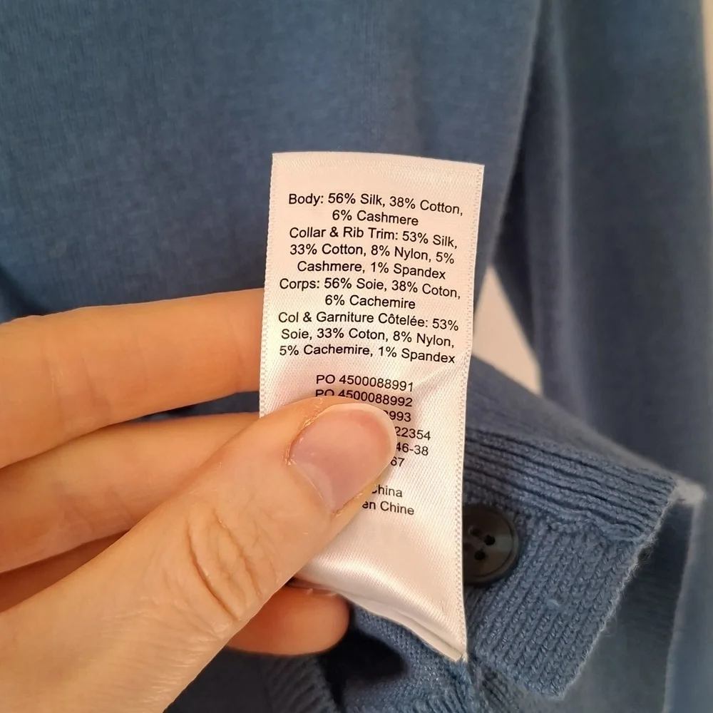 Sunday Best Sky/Cornflower Blue Silk, Cotton & Cashmere Cardigan (Size XXS) - Picture 7 of 7